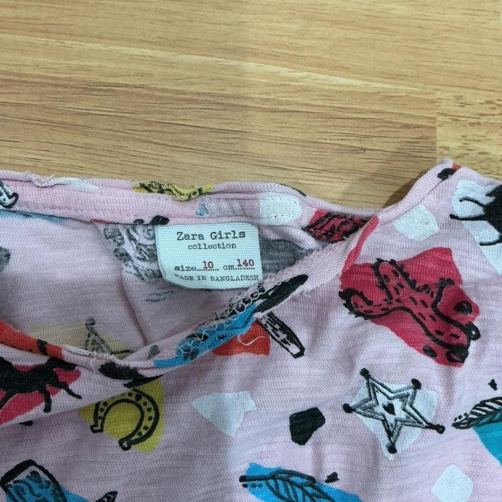 Zara Girls Collection pink western print top with fringe hem Size:10 - Picture 3 of 6